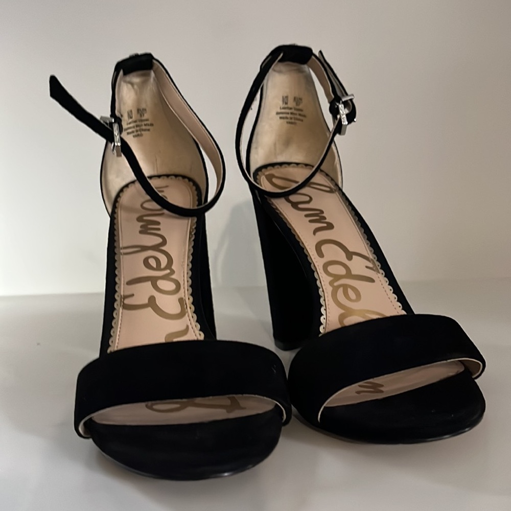 Sam Edelman | Lux Suede YARO heels | Black minimalist with chunky heel | Size 7 - Picture 10 of 16